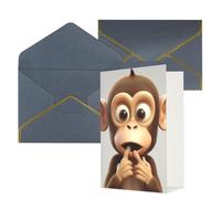 KKLWEGU The silent monkey Greeting Card with Envelopes Thinking of You Card Happy Birthday Wedding Invitation Blank Note Cards for All Occasions 4x6