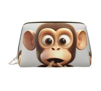 KKLWEGU The Silent Monkey Leather Makeup Bag Waterproof Cosmetic Bag Organizer Small Make Up Zipper Pouch Portable Travel Toiletry Bag For Women Girls, Gold, One size