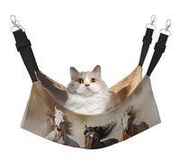KKLWEGU Three Running Horses Cat Hammock Summer Breathable Hanging Pet Cage Hammock Bed Adjustable Soft Sleeping Hammock for Cats Small Dogs Rabbits Medium