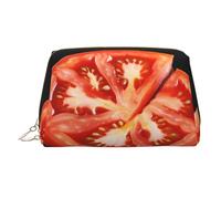 KKLWEGU Tomato Slice Leather Makeup Bag Waterproof Cosmetic Bag Organizer Small Make Up Zipper Pouch Portable Travel Toiletry Bag For Women Girls, Gold, One size