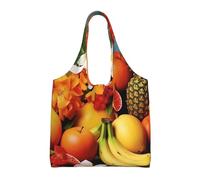 KKLWEGU Tropical Fruits And Flowers Large Tote Bag For Women, Heavy Duty Foldable Shopping Tote Bag Shoulder Bag For Work Beach Travel