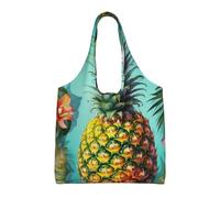 KKLWEGU Tropical Pineapple Large Tote Bag For Women, Heavy Duty Foldable Shopping Tote Bag Shoulder Bag For Work Beach Travel