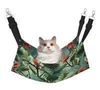 KKLWEGU Tropical Plants Cat Hammock Summer Breathable Hanging Pet Cage Hammock Bed Adjustable Soft Sleeping Hammock for Cats Small Dogs Rabbits Medium
