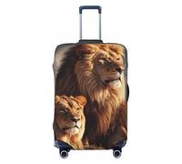 KKLWEGU Two Lions Luggage Cover Stretch Washable Suitcase Protector Suitcase Cover Anti-Scratch Luggage Sleeve Elastic Suitcase Case Protector Baggage Cover Fits 18-32 Inch, Black, XL