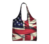 KKLWEGU Usa Uk Flag Large Tote Bag For Women, Heavy Duty Foldable Shopping Tote Bag Shoulder Bag For Work Beach Travel