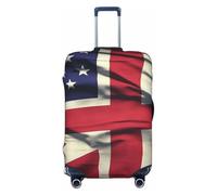 KKLWEGU Usa Uk Flag Luggage Cover Stretch Washable Suitcase Protector Suitcase Cover Anti-Scratch Luggage Sleeve Elastic Suitcase Case Protector Baggage Cover Fits 18-32 Inch, Black, L