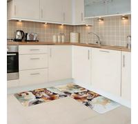 KKLWEGU Watercolor Deer Giraffe Kitchen Rugs Sets of 2,Non Slip Soft Kitchen Mats Thick Washable Kitchen Runner Rugs Comfort Standing Desk Mat for Kitchen, Sink, Office, Laundry 17"X47"+17"X29"