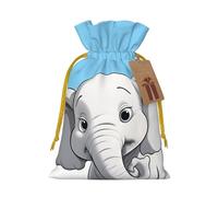 KKLWEGU White Elephant Christmas Drawstring Gift Bags Reusable Christmas Wrapping Bag W/Tags 8.3x11.8 Inch Xmas Treat Pouch Goody Bags Candy Treat Bag For Xmas Holiday Presents Party Favor