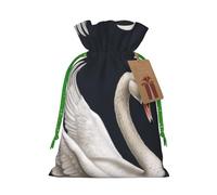 KKLWEGU White Swan Christmas Drawstring Gift Bags Reusable Christmas Wrapping Bag W/Tags 4.7x6.9 Inch Xmas Treat Pouch Goody Bags Candy Treat Bag For Xmas Holiday Presents Party Favor