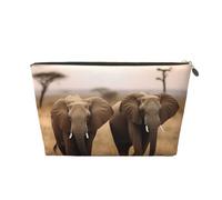 KKLWEGU Wild Animals Elephants Cosmetic Bag Pu Leather Waterproof Makeup Bag Portable Travel Toiletry Bag Organizer Gold Zipper Pouch For Women Ladies Gift, Gold, One Size