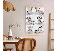 KKLWEGU Wooden Shaft Hanging Poster Modern Wall Art Prints Cute Dalmatian Canvas Prints Wall Hanging Banner With Wood Frames Ready To Hang Artwork For Home Bedroom Room Decor Scroll Paintings 12"X18"
