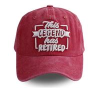 KKMKSHHG Funny Retirement Gifts for Men and Women, This Legend Has Retired Baseball Cap, 3d Embroidered Red, One Size