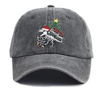 KKMKSHHG Thanksgiving Funny Hat for Men and Women, Vintage Turkey Gobble Distressed Adjustable Embroidered Baseball Cap, Christmas Tree Dinosaur, One size