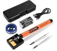 KKMOL Battery Soldering Iron Set, USB Rechargeable Soldering Iron with LCD, Temperature Adjustable 330 °C - 420 °C, 1 Soldering Tips, Soldering Wire, Soldering Paste, Professional Safe Complete