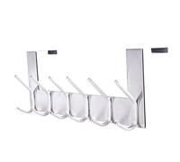 KKNE Stainless Steel Door Hanger Rack with 12 Hooks, Door Hooks That Can Be Hung on Doors without Drilling, Suitable for Bedroom Door, Bathroom Door (Silver)