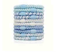Kknekki Hair Ties 10 Pieces Fashion Plain Braided Hair Bands for Women Soft Elastic Non Damage Ponytail Holders (Blue)