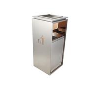 KKNH Trash Can Trash Can Stainless Steel Garbage Can With Removable Inner Bucket Garbage Bin Large-capacity Rubbish Bin With Ashtray Top Cover home and office (Color : Silver)