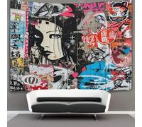 KKOLASXZE 3D Japanese Graffiti Print Wall Blanket Home Decoration Bedding Poster Wall Art Tapestry Tapestries Wall Hanging Soft Polyester for Living Room Bedroom Dorm Deco 130cmx150cm
