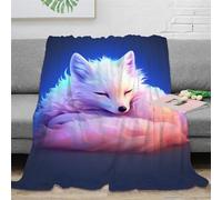 KKOLASXZE 3D Printed Arctic Fox Blanket Ultra-soft Super Soft Cozy Fuzzy Warm Throws with Anti-wrinkle/anti-tarnishing Lightweight for Sofa Bed Decor Bedroom Decor 60x80inch(150x200cm)