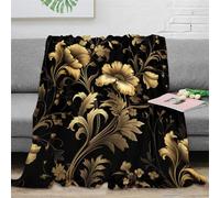 KKOLASXZE 3D Printed Black Gold Throw Blanket Soft And Warm Super Soft Cozy Fuzzy Warm Throws with Anti-wrinkle/anti-tarnishing Lightweight for Sofa Bed Decor Bedroom Decor 60x80inch(150x200cm)