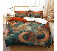 KKOLASXZE 3D Printed Chinese Dragon Duvet Cover Sets Bedding Sets Quilt Covers Zipper Closure Comforter Cover 3 Pieces Duvet Cover Set for Teens And Adults Quilt Cover Set Single（140x200cm）