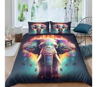 KKOLASXZE 3D Printed ElephantDuvet Cover Sets Bedding Quilt Covers Zipper Closure Comforter Cover 3 Piece Duvet Cover Set for Teens And Adults Quilt Cover Set Double（200x200cm）