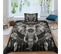 KKOLASXZE 3D Printed ElephantDuvet Cover Sets Bedding Quilt Covers Zipper Closure Comforter Cover 3 Piece Duvet Cover Set for Teens And Adults Quilt Cover Set Single（135x200cm）