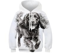 KKOLASXZE 3D Printed English Cocker Spaniel Athleisure Hoodie Sweatshirt Pullover Men/Women Ong Sleeve Tops for Teens 9-11Y
