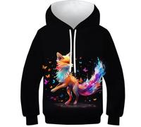 KKOLASXZE 3D Printed Fox Hoodies Long Sleeve Sweatshirts Pullover Men/Women Ong Sleeve Tops for Teens 11-13Y
