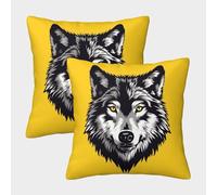 KKOLASXZE 3D Printed Minimalist Wolf Throw Pillow Covers Square Throw Pillow Decorative Super Soft Pack of 2 for Home Couch Sofa Decorative, Gifts 45x45cm