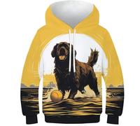 KKOLASXZE 3D Printed Newfoundland Dogs Hoodies Long Sleeve Sweatshirts Pullover Men/Women with Pockets Clothes for Teens 11-13Y