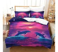 KKOLASXZE 3D Printed Purple Whale Duvet Cover Sets Bedding Quilt Covers Zipper Closure Comforter Cover 3 Pieces Duvet Cover Set for Teens And Adults Quilt Cover Set Single（140x200cm）
