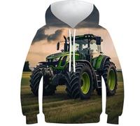 KKOLASXZE 3D Printed Tractor Casual Hoodie Hooded Sweatshirt Pullover Men/Women Ong Sleeve Tops for Teens 13-15Y