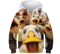 KKOLASXZE 3D Printed Yellow Duck Casual Hoodie Sportswear Pullover Men/Women Ong Sleeve Tops for Teens 13-15Y