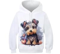 KKOLASXZE 3D Printed Yorkshire Terrier Athleisure Hoodie Hooded Sweatshirt Pullover Men/Women Ong Sleeve Tops for Teens 9-11Y