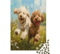 KKOLASXZE Cockapoo 1000pc Jigsaw Puzzle, 75x50cm, Cardboard, 1kg, 12-99 Years, 1 Set, 1 Puzzle, 1000 Pieces, 1 Gram, Unisex, Tabletop, Photographic Style