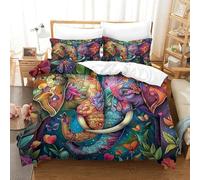 KKOLASXZE Elephant 3D Printed Duvet Cover Set, 3 Pcs Bedding Set, Soft, Pillowcases, Quilt Cover, Easy Care, Anti-Allergic And Smooth for Kid Teens Boys And Girls Man Single（140x200cm）