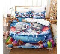 KKOLASXZE Elephant 3D Printed Duvet Cover Set, Quilt Cover, Easy Care Bed Linen, Soft Cosy 3 Pcs Bedding Sets, Pillowcases for Kid Teens Boys And Girls Man Super King（260x220cm）