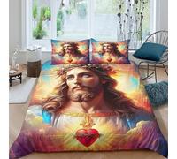 KKOLASXZE Jesus - Religion Duvet Cover Set 3 PCS Hotel Quality Quilt Cover Bed Sets with Pillowcases, Zipper Closure, Breathable, Stylish Comforter Double（200x200cm）
