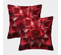 KKOLASXZE Red Flower Cushion Cover Set of 2 Decorative Machine Washable Pillowcases Square Pillow Cases with Invisible Zipper Cushion Covers for Outdoor Home Bed Decor Throw Pillow Case 45x45cm