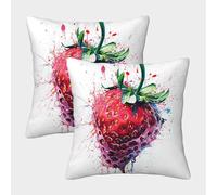 KKOLASXZE Strawberry Cushion Cover Set of 2 Decorative Machine Washable Pillowcases Square Pillow Cases with Invisible Zipper Cushion Covers for Outdoor Home Bed Decor Throw Pillow Case 50x50cm