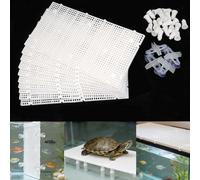 KKONHII 10 Pieces High-Density Aquarium Grid Plastic, Fish Tank Divider with 60 Brackets and 8 Suction Cups, Plastic Egg Crate Grid for DIY Fish Tank Separation and Bottom Protection in Aquascaping