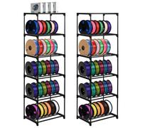 KKONHII 2 Pack 3D Printer Filament Storage Rack, 6-Tier Large Capacity Spool Holder, Heavy Duty Metal Filament Organizer Shelf for PLA/ABS/TPU/Other 3D Printing Materials, Printing Studio & Workshop