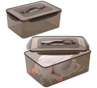 KKONHII 2 PCS Marinating Containers with Lid, 13.2 & 9 Quart Large Capacity Plastic Food Storage Boxes, Dishwasher Safe Meat Saver Tubs for BBQs Prep, Brining Turkey Chicken, Fruit Vegetable Storage