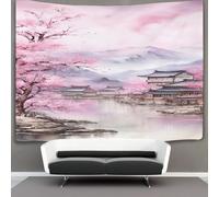 KKPBHTYVG 3D Japanese Cherry Blossom Printed Wall Blanket Home Decoration Bedding Poster Wall Art Tapestry Tapestry Wall Hanging Soft Polyester for Living Room Bedroom Dorm Deco 70cmx100cm