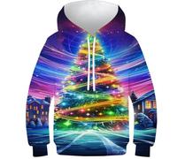 KKPBHTYVG 3D Printed Christmas Tree Casual Hoodie Hooded Sweatshirt Pullover Men/Women with Pockets Clothes for Teens 13-15Y