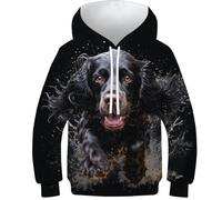 KKPBHTYVG 3D Printed English Cocker Spaniel Athleisure Hoodie Hooded Sweatshirt Pullover Men/Women Ong Sleeve Tops for Teens 13-15Y