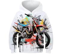 KKPBHTYVG 3D Printed Motocross Bike Athleisure Hoodie Sweatshirt Pullover Men/Women with Pockets Clothes for Teens 13-15Y
