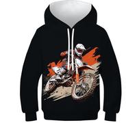 KKPBHTYVG 3D Printed Motocross Bike Hoodies Long Sleeve Sweatshirts Pullover Men/Women with Pockets Clothes for Teens 6-7Y