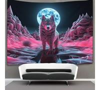 KKPBHTYVG 3D Wolf Print Wall Blanket Home Decoration Bedding Poster Wall Art Tapestry Wall Hanging Tapestry Soft Polyester for Living Room Bedroom Dorm Deco 130cmx150cm